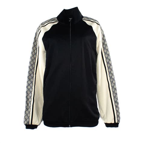 gucci jersey jacket black and white|Gucci suede jacket.